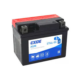 Motobaterie EXIDE ETX4L-BS, 12V 3Ah