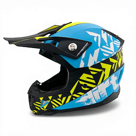 Dětská cross helma MiniRocket DIRT, Yellow Fluo/Blue