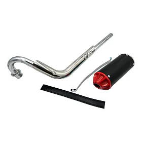 Kompletní výfuk pro pitbike CRF50 s červenou koncovkou