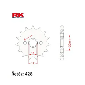 Primární ozubené kolečko RK 428H,13z,17mm