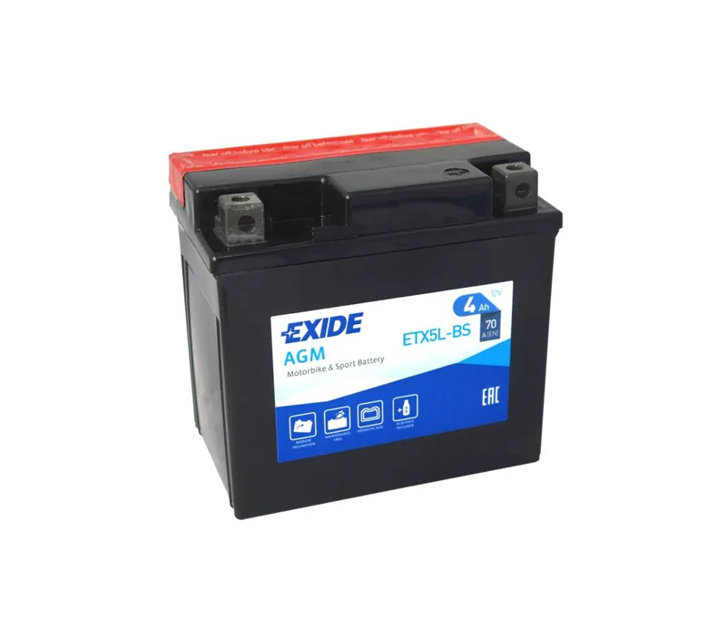 Motobaterie EXIDE ETX5L-BS, 12V 4Ah