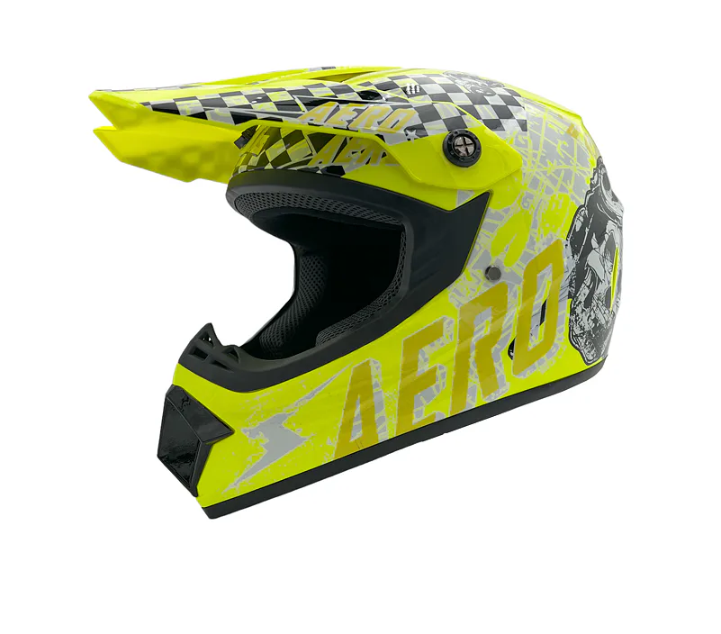 Dětská cross helma Skeleton Yellow