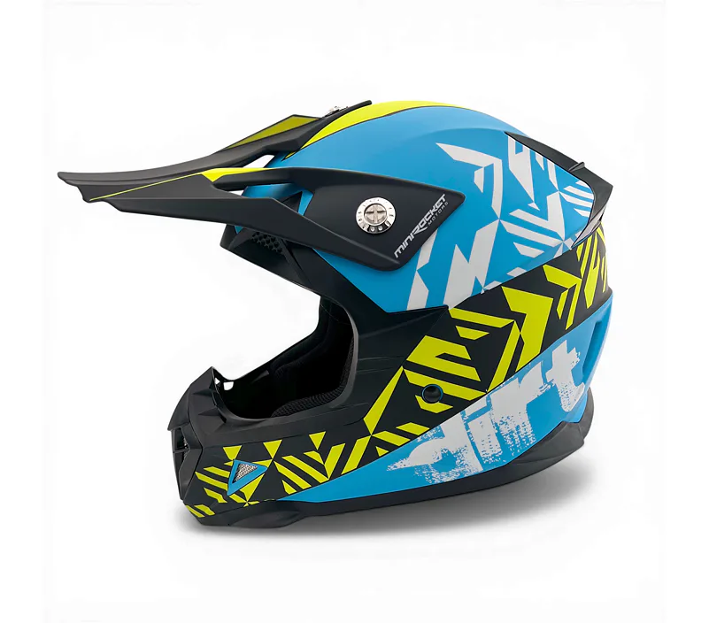 Dětská cross helma MiniRocket DIRT, Yellow Fluo/Blue