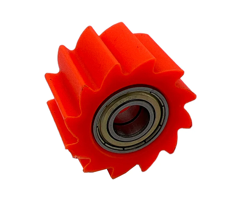 Pitbike rolnička řetězu zubatá, vnitřní průměr 8mm, oranžová