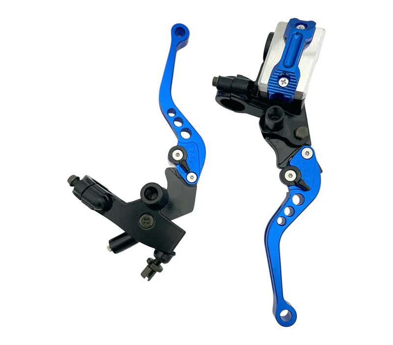Páčky Pitbike sklopné CNC kompletní modré - sada