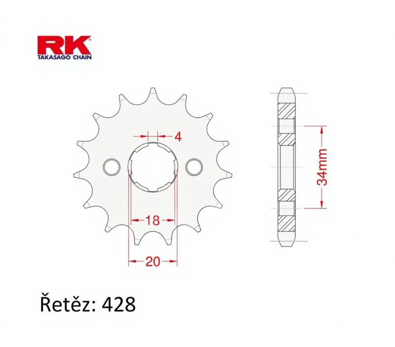 Primární ozubené kolečko RK 428H,14z,20mm