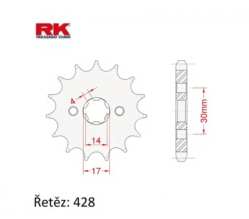 Primární ozubené kolečko RK 428H,13z,17mm