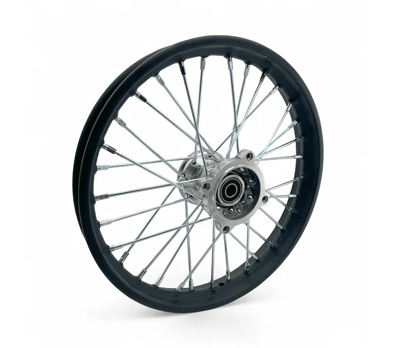 Ráfek pitbike 14" Přední (1.40-14), osa 15mm, stříbrný střed
