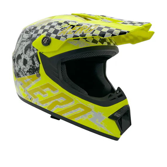 Dětská cross helma Skeleton Yellow