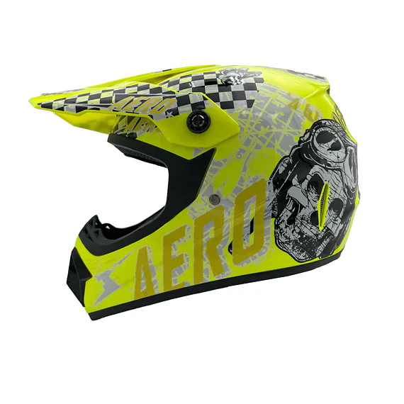 Dětská cross helma Skeleton Yellow