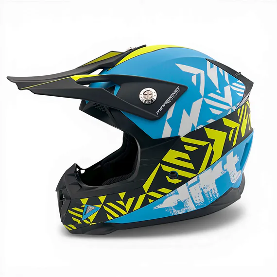 Dětská cross helma MiniRocket DIRT, Yellow Fluo/Blue