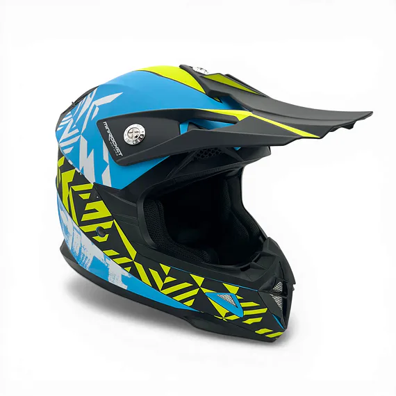 Dětská cross helma MiniRocket DIRT, Yellow Fluo/Blue