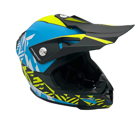 Dětská cross helma MiniRocket DIRT, Yellow Fluo/Blue