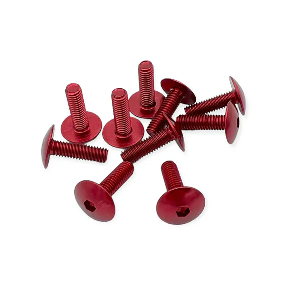 Sada ALU  šroubů M6X20mm, červená (10ks)