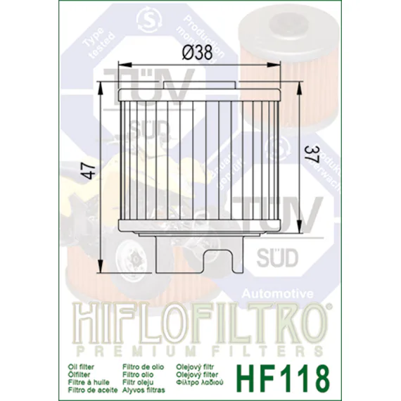 Olejový filtr HF118 pro Zongshen 190, YX160