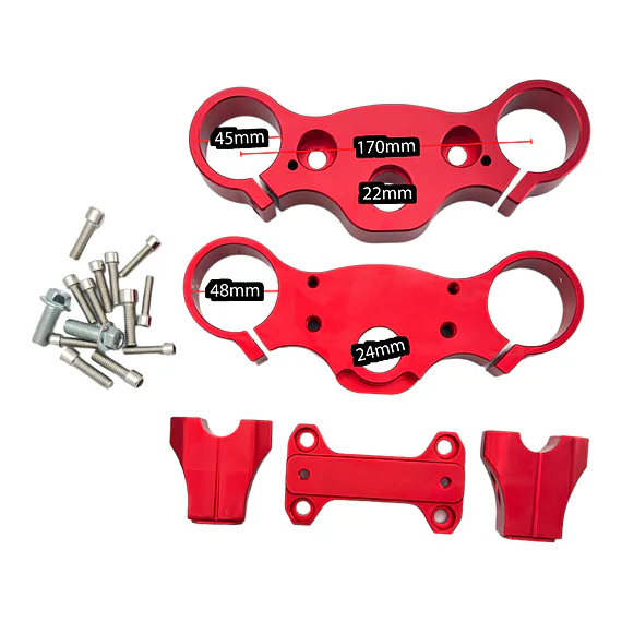 Brýle pitbike s klemy CNC 45/48, červené
