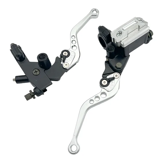 Páčky Pitbike sklopné CNC kompletní stříbrná - sada