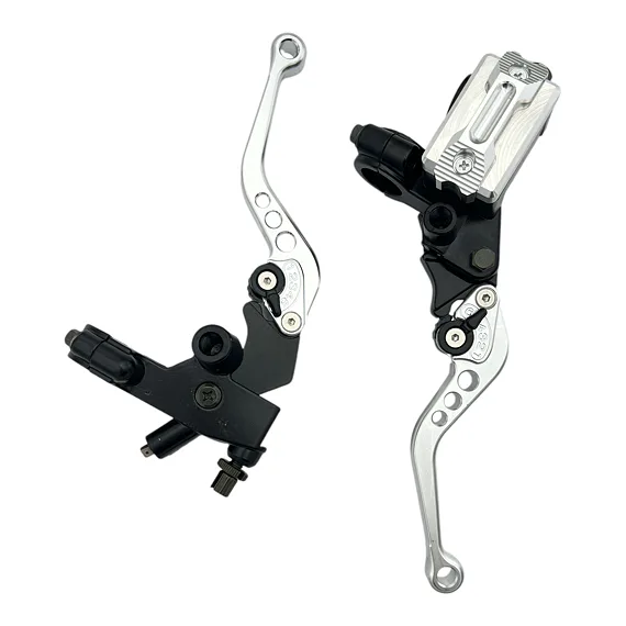 Páčky Pitbike sklopné CNC kompletní stříbrná - sada