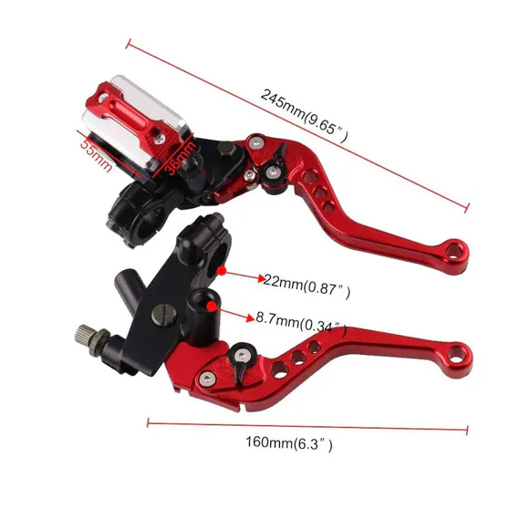 Páčky Pitbike sklopné CNC kompletní stříbrná - sada