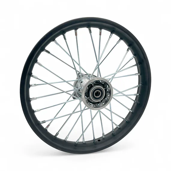 Ráfek pitbike 14" Přední (1.40-14), osa 15mm, stříbrný střed