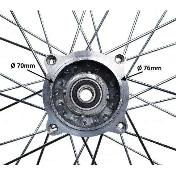 Ráfek pitbike 14" Přední (1.40-14), osa 15mm, stříbrný střed