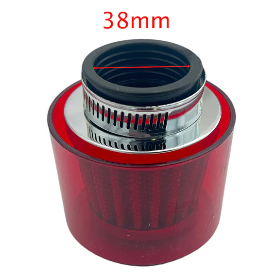 Sportovní vzduchový filtr 38mm s krytem - červená